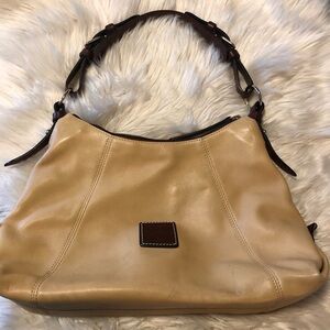 Dooney and Bourke cream beige yellow leather shoulder bag